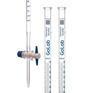 5-Pack 25mL GoLab Class B Burettes with Stopcock