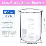 Relaxweex 8 Pack 500ml Glass Lab Beakers