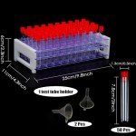 50-Pack Clear Test Tubes with Rack and Caps