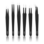 6PCS Precision Anti-Static Stainless Steel Tweezers Set