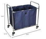 Heavy-Duty Blue Laundry Cart with Wheels, 7 Bushel
