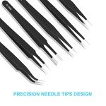 6PCS Precision Anti-Static Stainless Steel Tweezers Set
