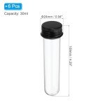 30ml Plastic Test Tubes with Screw Caps - 6 Pack
