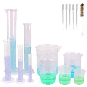 10 Pack Plastic Cylinders and Beakers Set