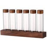 Glass Test Tube Set with Wood Rack - 6 Pieces