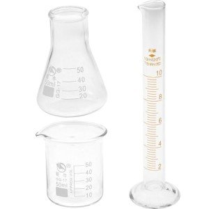 3pc Glass Lab Measuring Cylinder & Beakers Set