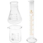 3pc Glass Lab Measuring Cylinder & Beakers Set