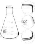 QWORK 500ML Borosilicate Glass Erlenmeyer Flask Set