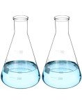 QWORK 500ML Borosilicate Glass Erlenmeyer Flask Set