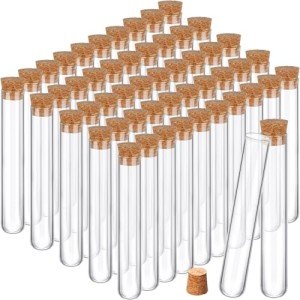 Clear Glass Test Tubes with Cork Stoppers - 50pcs