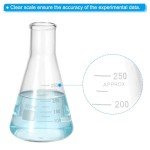 PATIKIL 250ml Graduated Narrow Mouth Erlenmeyer Flasks