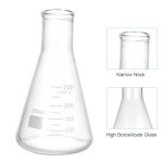 PATIKIL 250ml Graduated Narrow Mouth Erlenmeyer Flasks