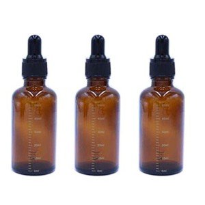 Set of 3 Amber Glass Dropper Bottles 50ml