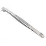 Stainless Steel Offset Flat-Tip Forceps (4.75 in.)