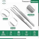 Stainless Steel 6" Tweezers Set - 2 Pieces