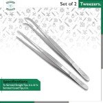 Stainless Steel 6" Tweezers Set - 2 Pieces