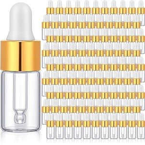 100 Pcs Mini Glass Dropping Bottles with Caps