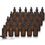 24 Pack Amber Glass Dropper Bottles, 2oz