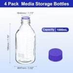 4 Pack 1000ml Borosilicate Glass Reagent Bottles