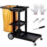 VEVOR 3-Shelf Janitorial Cleaning Cart with PVC Bag