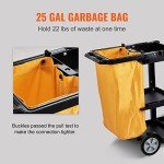 VEVOR 3-Shelf Janitorial Cleaning Cart with PVC Bag