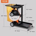 VEVOR 3-Shelf Janitorial Cleaning Cart with PVC Bag