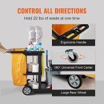 VEVOR 3-Shelf Janitorial Cleaning Cart with PVC Bag