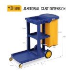 Tuffiom 3-Shelf Janitorial Cart with Vinyl Bag