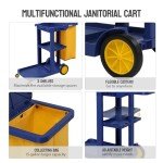 Tuffiom 3-Shelf Janitorial Cart with Vinyl Bag