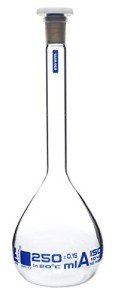 250mL EISCO Volumetric Flask with White Graduation