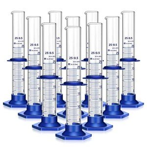 10PCS 25ML Thick Glass Graduated Measuring Cylinders