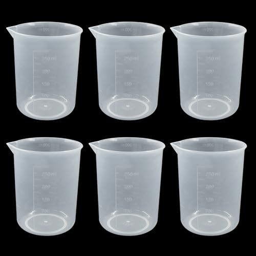 6 Pack 250ml Plastic Graduated Beakers