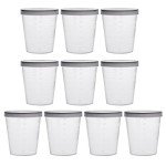 30ml Clear Plastic Measuring Cups with Lids - 10 Pack