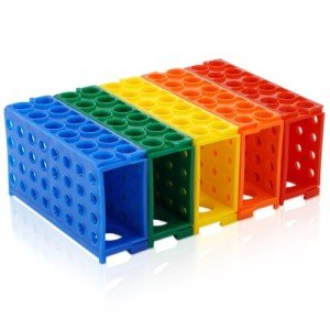5-Pack Colorful 4-Way Plastic Tube Racks