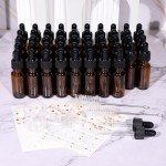 HWASHIN 48 Pack Amber Glass Bottles with Droppers