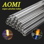 10-Pack Clear Borosilicate Glass Blowing Tubes