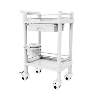 2-Tier Rolling Utility Cart with Drawer & Bin