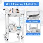 2-Tier Rolling Utility Cart with Drawer & Bin