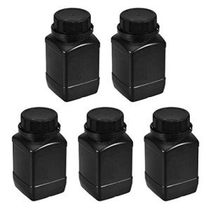 Plastic Lab Reagent Bottles, 250ml, Black (5-Pack)