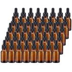 40 Pack Amber Glass Dropper Bottles - 1/2 oz