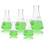 Narrow Mouth Borosilicate Erlenmeyer Flasks, 5 Sizes