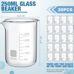 20 Pcs Heavy Duty Glass Lab Beakers 250ml