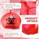 200-Pack Biohazard Waste Bags - 3 Gallon Red
