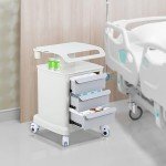 Dental Lab Mobile Trolley with 4 Wheels and Drawers