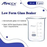 Maccx 50ml Borosilicate Glass Beakers, Pack of 6