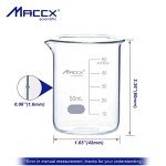 Maccx 50ml Borosilicate Glass Beakers, Pack of 6