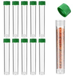 10 Clear Plastic Test Tubes with Caps - 20ml