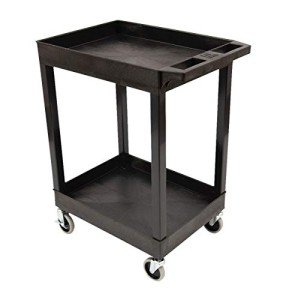 LUXOR 24" x 18" Two-Shelf Utility Cart - Black