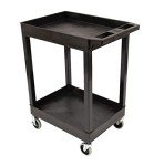 LUXOR 24" x 18" Two-Shelf Utility Cart - Black