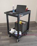 LUXOR 24" x 18" Two-Shelf Utility Cart - Black